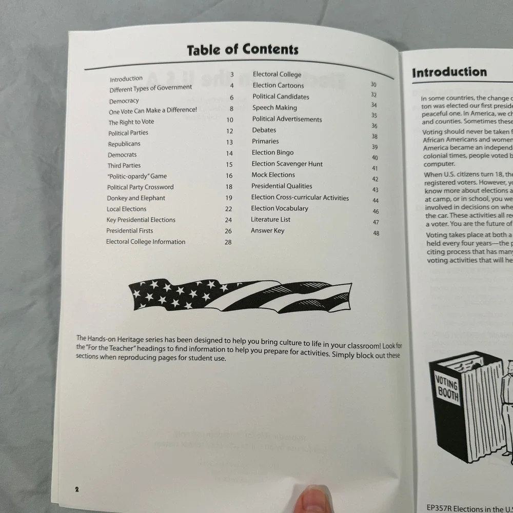 Edupress Hands-On Heritage Elections in the U.S.A. Activity Book Grades 3+